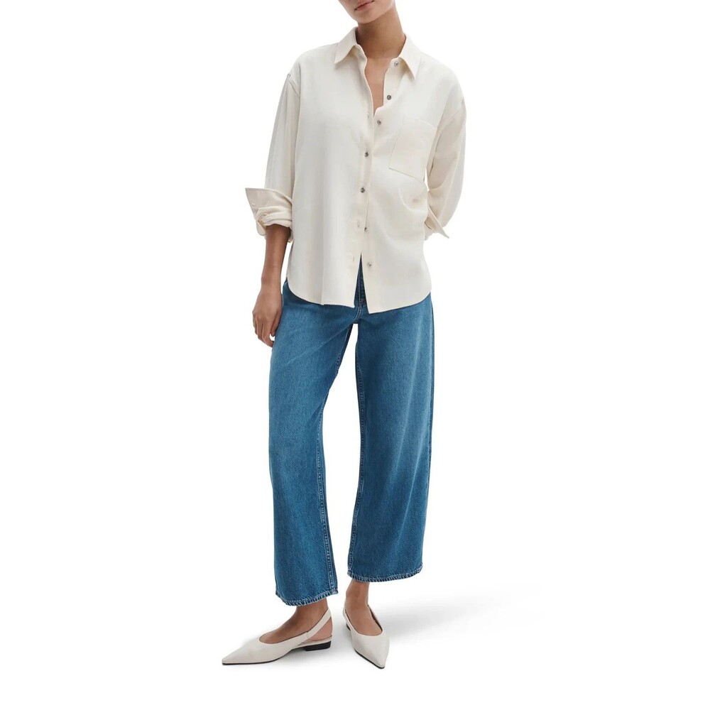Rag & Bone Wide Leg Jeans Andi Lightweight Relaxed Ankle/Petite Med Wash 29
